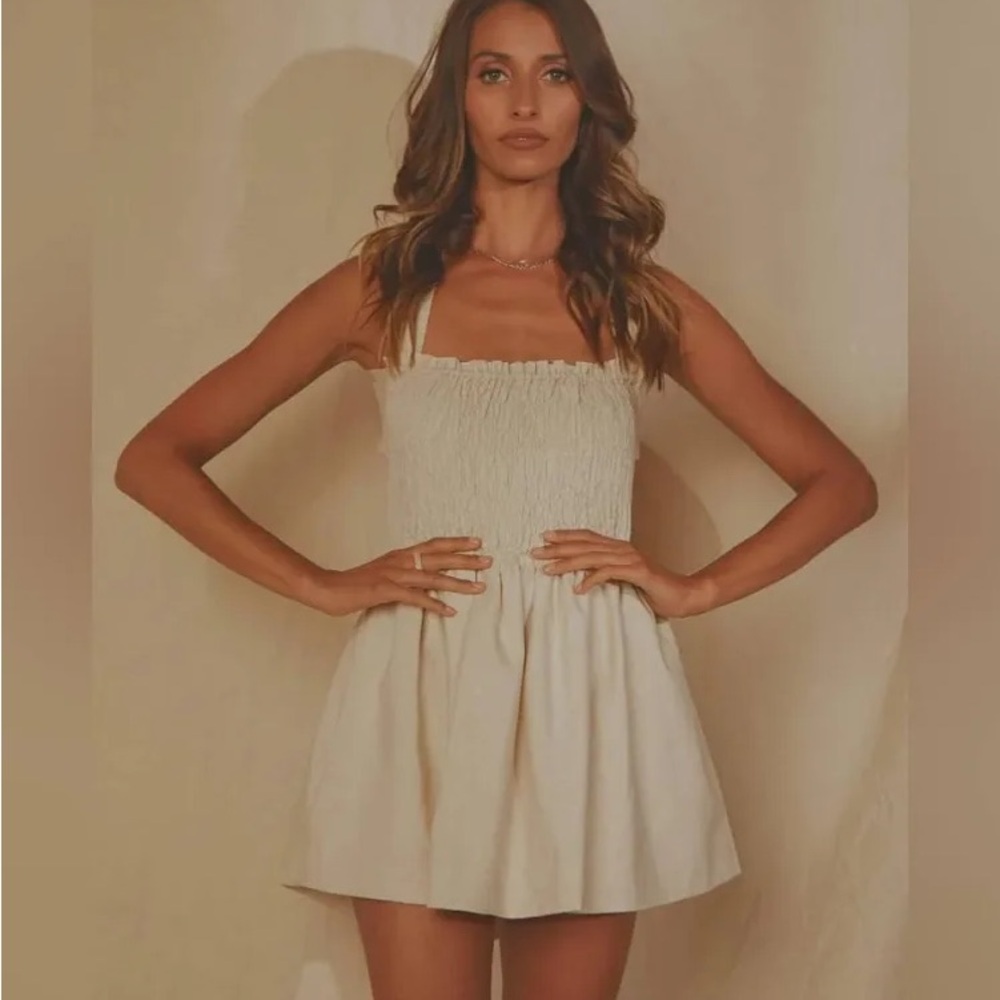 Peppermayo
European Towns Linen Mini Dress - Oatmeal